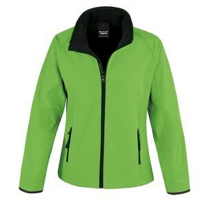 Result Womens/Ladies Core Printable Softshell Jacket / Vivid Green / Black